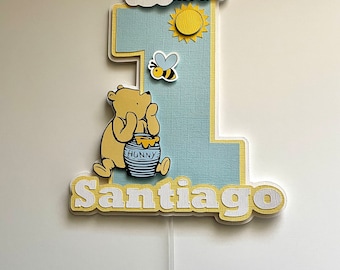 Pooh Cake Topper. Classic Winnie the pooh cake topper. First birthday. Blue