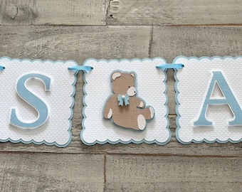 Teddy bear baby boy blue baby  shower banner. It's A Boy Baby Shower,  Baby Boy, Hello Baby  Blue Baby Shower Banner.