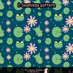 Cute Frog in the pond - Seamless Pattern Digital Download – Fabric Print