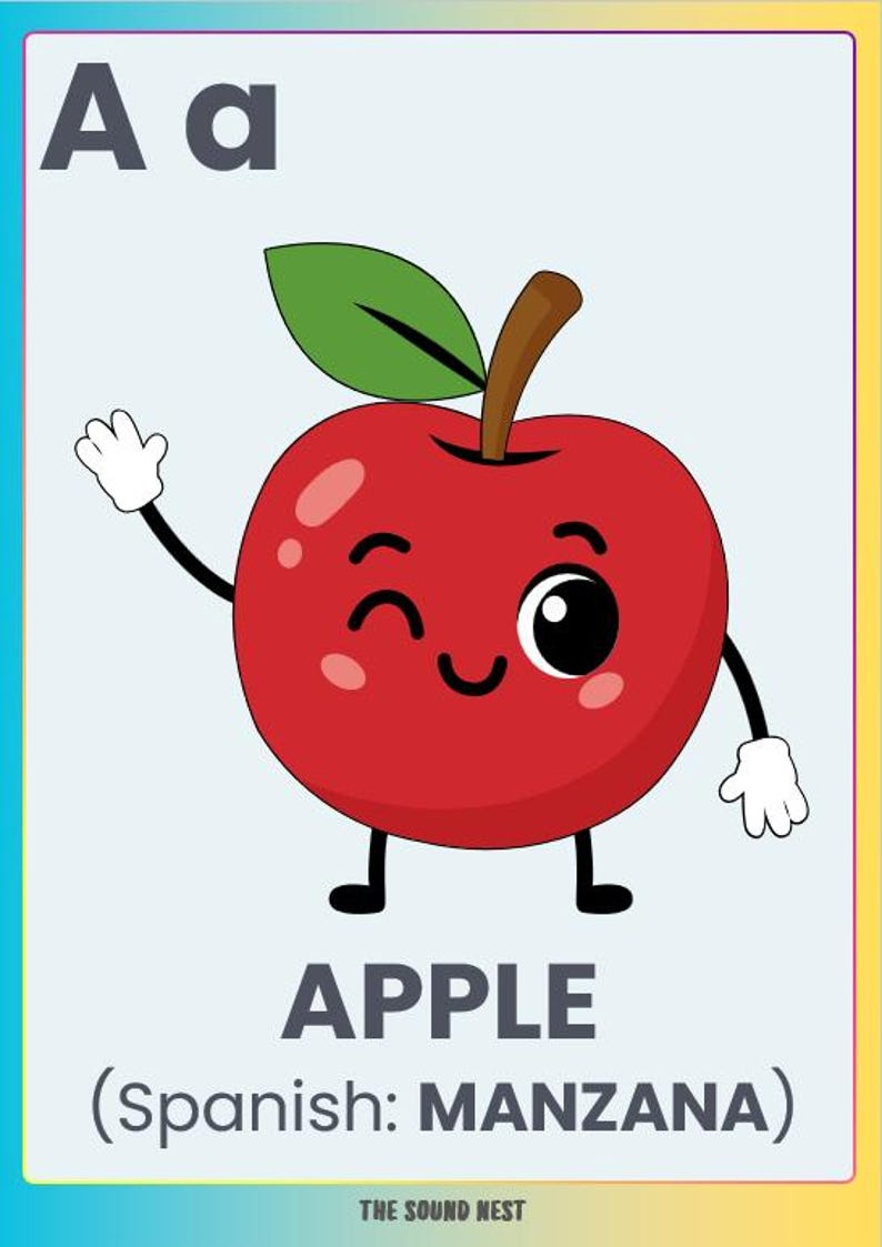 Bilingual Alphabet Posters A–Z – English Spanish Learning Wall Cards ...