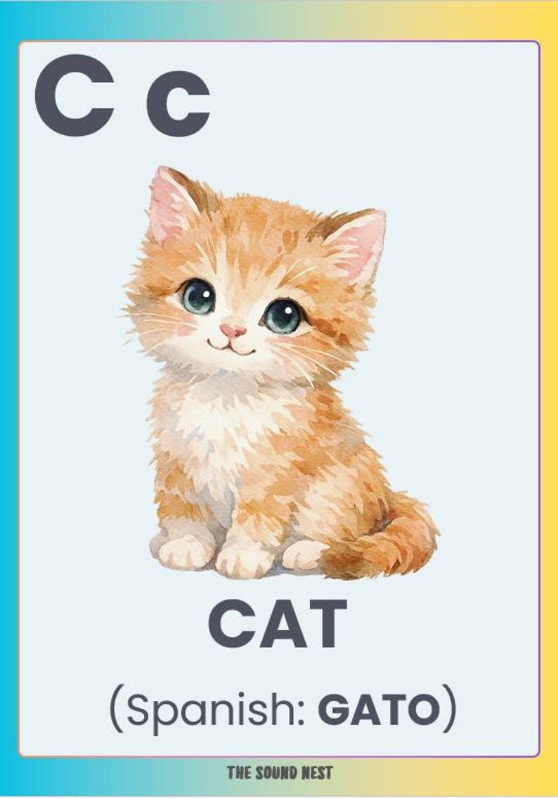 Bilingual Alphabet Posters A–Z – English Spanish Learning Wall Cards ...