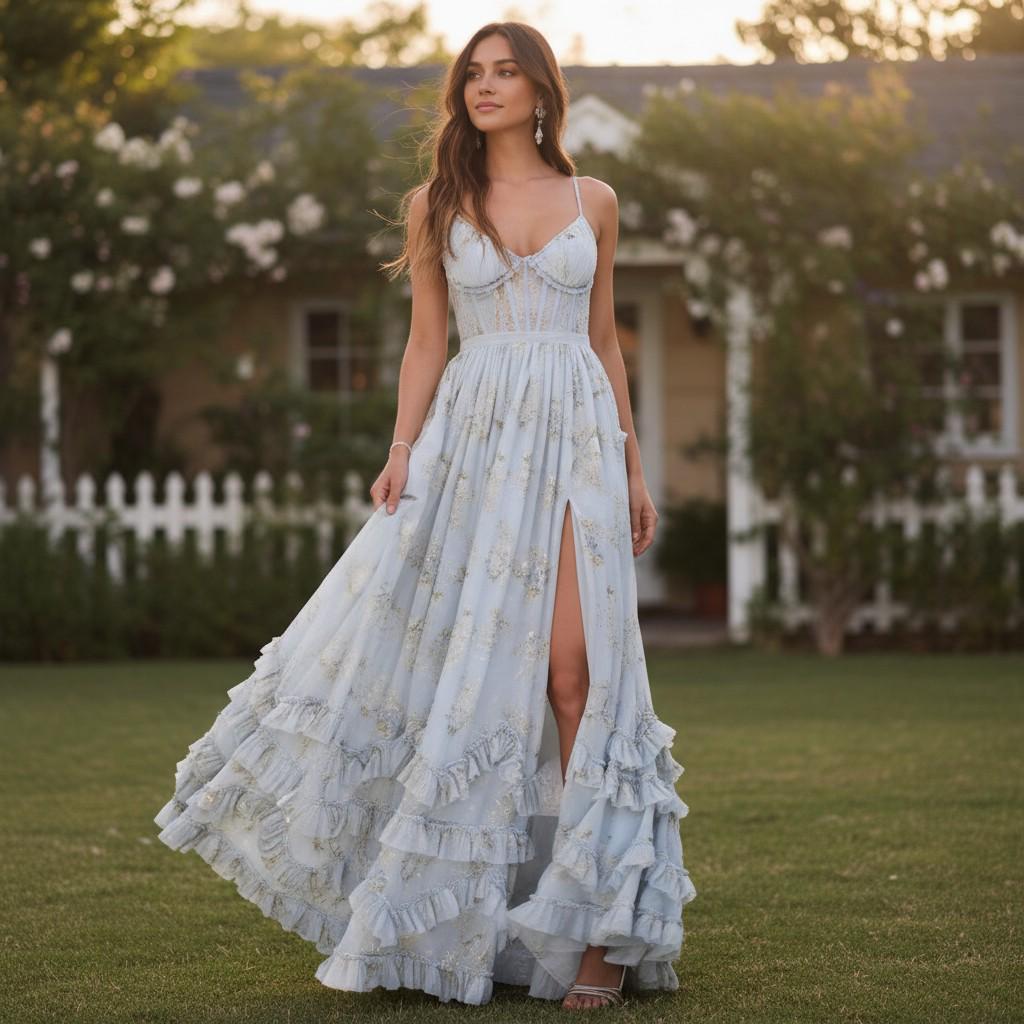 Blue Floral Corset Dress