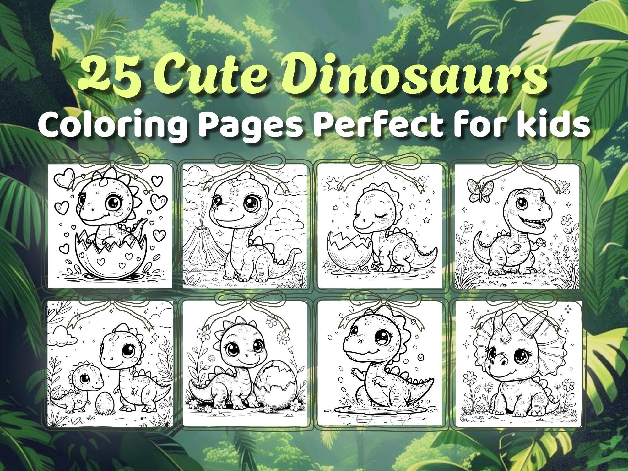 Cute Dinosaur Coloring Pages for Kids Printable, Fun Dino Coloring Book ...