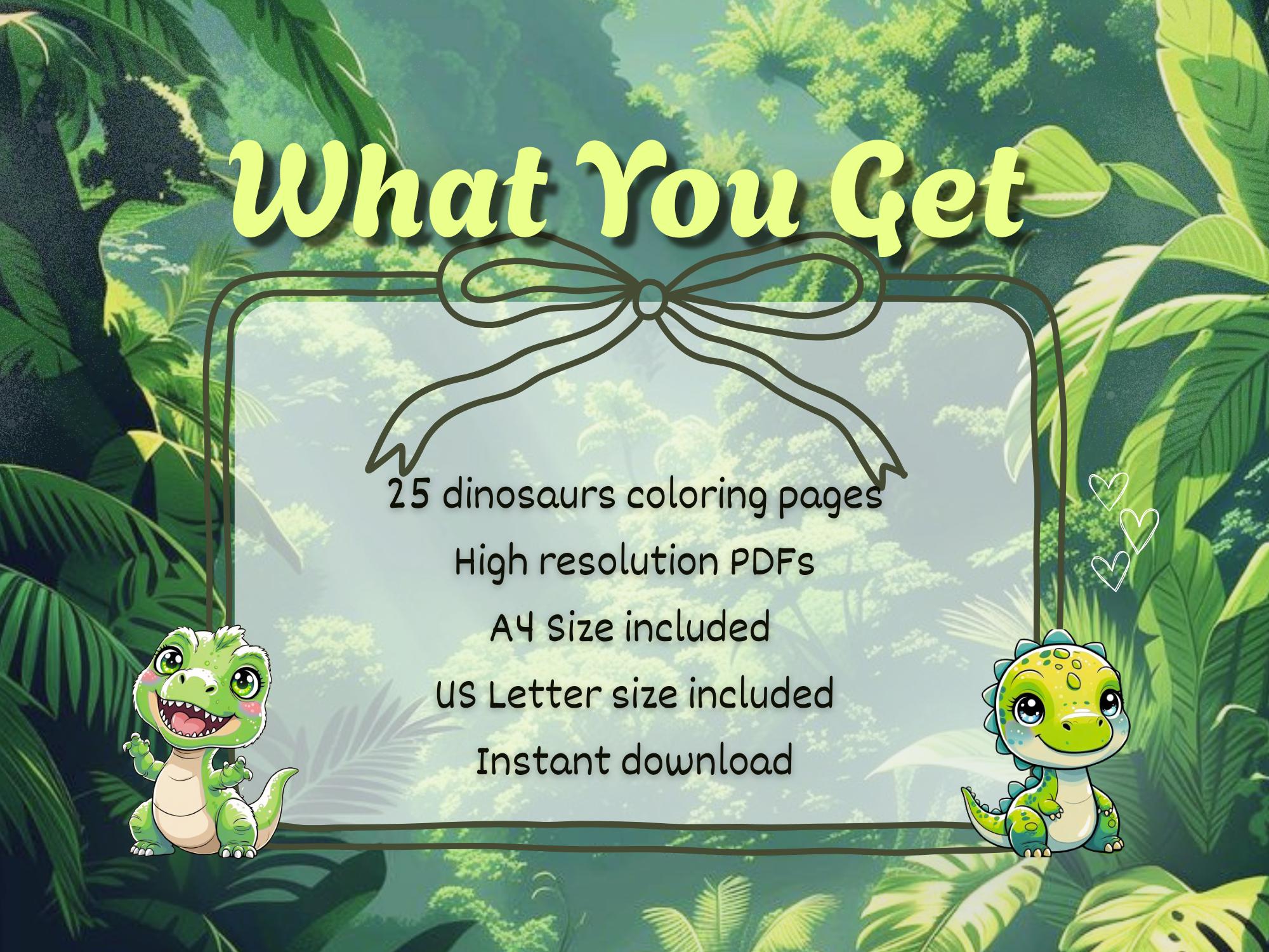 Cute Dinosaur Coloring Pages for Kids Printable, Fun Dino Coloring Book ...