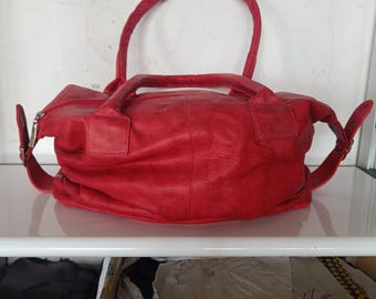 Borsa NUOVA 100% artigianale rosso scarlatto pelle vitello