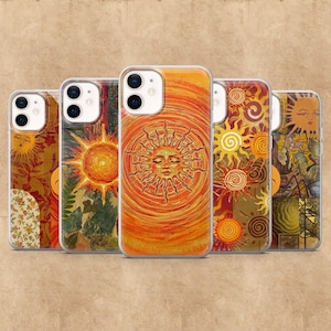 Coque de portable Boho Sun, collage soleil fantaisie, pour iPhone 17Pro, 16, 15, 14, 13, 12, Samsung S26, S25, S24, S23Fe, A16, A56, Pixel 10, 9Pro