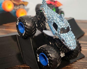 Bedazzled Megaladon Monster Jam Truck Toy – Shiny Rhinestone Car Decoration