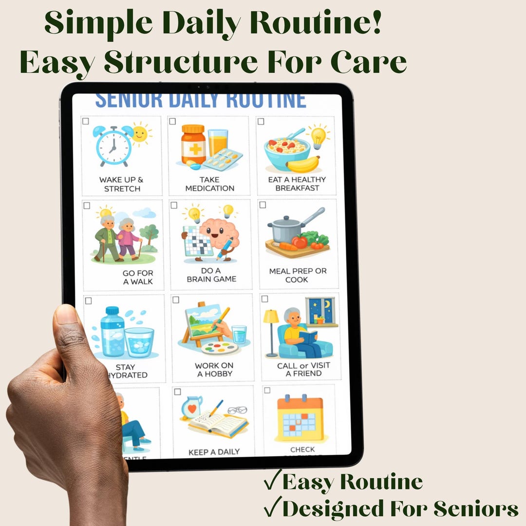 Simple Routine Dementia Senior Daily Routine Checklist | Printable Morning Routine for Elderly ...