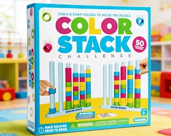Color Stack Challenge Puzzle Game | Montessori STEM Strategy Toy (Ages 8+)