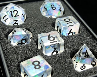 Aurora Opal Resin Dice Set | Iridescent Foil DND Polyhedral RPG Dice