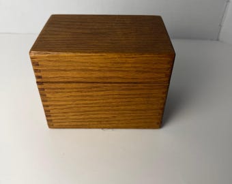 Vintage Wooden Recipe Box Dovetail Curved Lid Merchants Box Co Midcentury