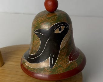 Handbemalte Holzglocke Delfin Nicaragua Folk Art Haus Dekor Latein