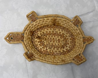 Handgewebter aufgerollter Naturfaser-Schildkrötenkorb-Wanddekor 13 "Volkskunst-Geschenk
