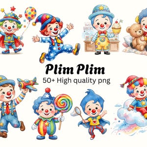 Plim Plim Clipart Bundle | Wattercolor Style Colorful Cartoon Characters (Digital Download) image 1