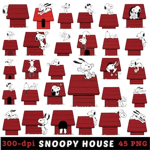 Snoopy PNG Bundle, Peanuts Style Cartoon Dog House Clipart (Digital Download)