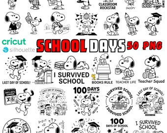 Paquete de imágenes PNG de Snoopy para la escuela, diseños de imágenes prediseñadas para el aula de graduación de maestros, Cricut (descarga digital)