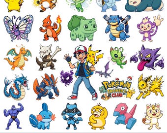 Imágenes prediseñadas de dibujos animados de Pocket Monster, archivos PNG de anime de Pikachu, Cricut (descarga digital)