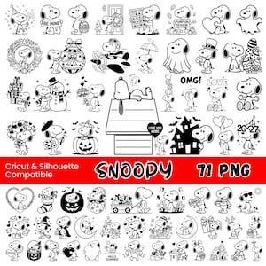 Pacote de imagens PNG do Snoopy, 71 arquivos PNG para sublimação Cricut (Download Digital)