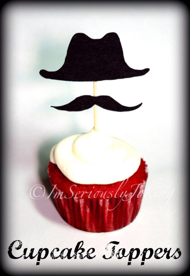 Cupcake Toppers12 Fedora Hat and Mustache Cupcake Toppers Etsy