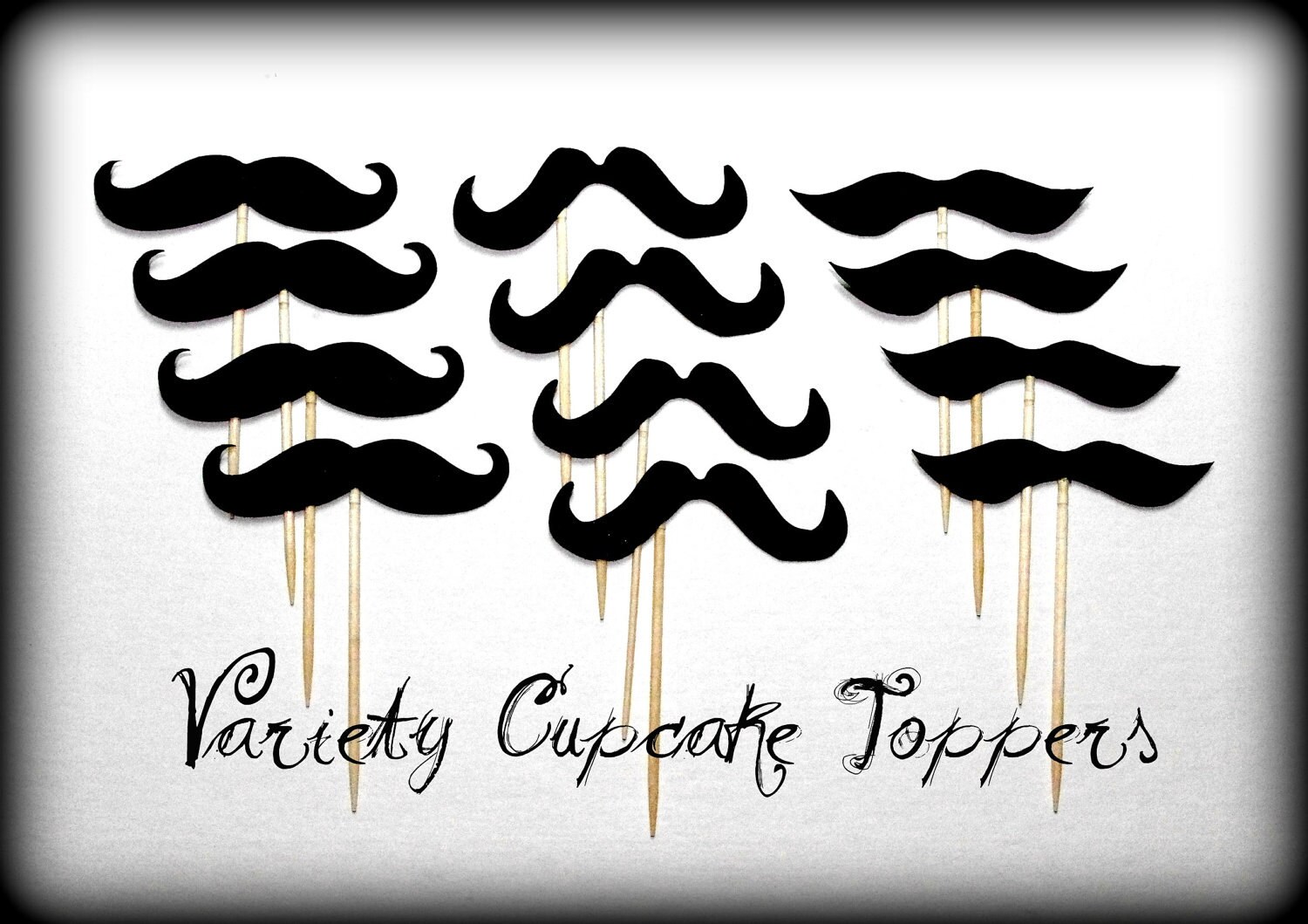 12 Variety Mustache Cupcake ToppersMustache on a StickLittle Etsy