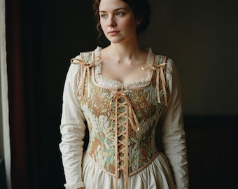 Victorian Floral Corset Top Lace Up Renaissance Cottagecore Bodice Vintage Bustier Romantic Outfit