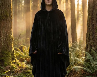 Renaissance Hooded Cloak Medieval Cape LARP Ren Faire Wizard Witch Fantasy Cloak Cosplay Costume