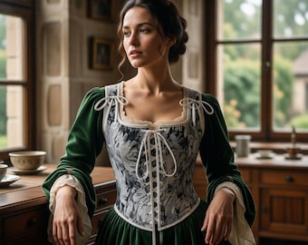 Renaissance Corset Top Lace Up Overbust Cottagecore Fairy Ren Faire Women Bustier Medieval Cosplay