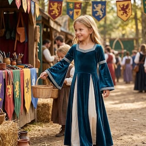 Renaissance jurk meisjes fluwelen middeleeuwse prinses jurk kinderkostuum Ren Faire bloemenmeisje outfit