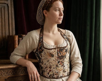 Floral Renaissance Corset Top Lace Up Bustier Cottagecore Fairy Medieval Corset Vintage Style