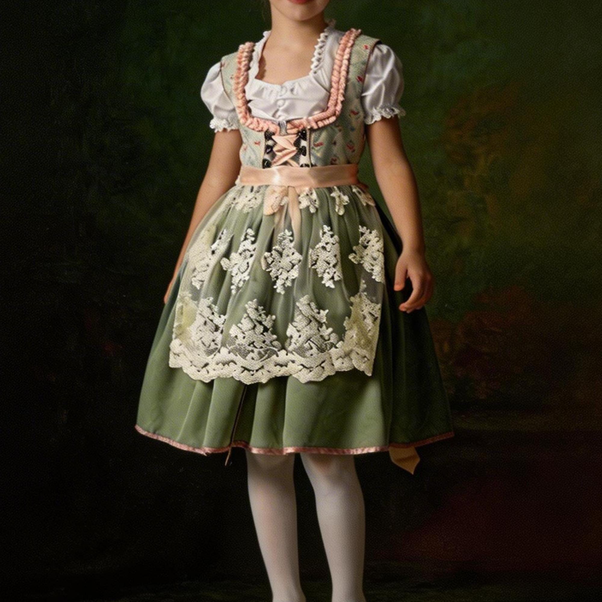 Kids Renaissance Dress Flower Girl Cottagecore Princess Medieval Dress ...