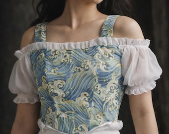 Vintage Cottagecore Corset Top Renaissance Bustier Fairycore Lace Up Bodice Romantic Outfit Women