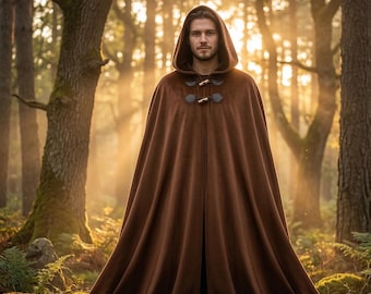 Medieval Hooded Cloak Ranger Cape Viking Fantasy Cloak LARP Ren Faire Cosplay Renaissance Costume