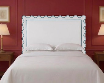 Modern Headboard with Scallop Trim Border  3" thick - Dorm Room Size Twin/TwinXL 30”Hx40”W Full/FullXL 30”Hx55”W