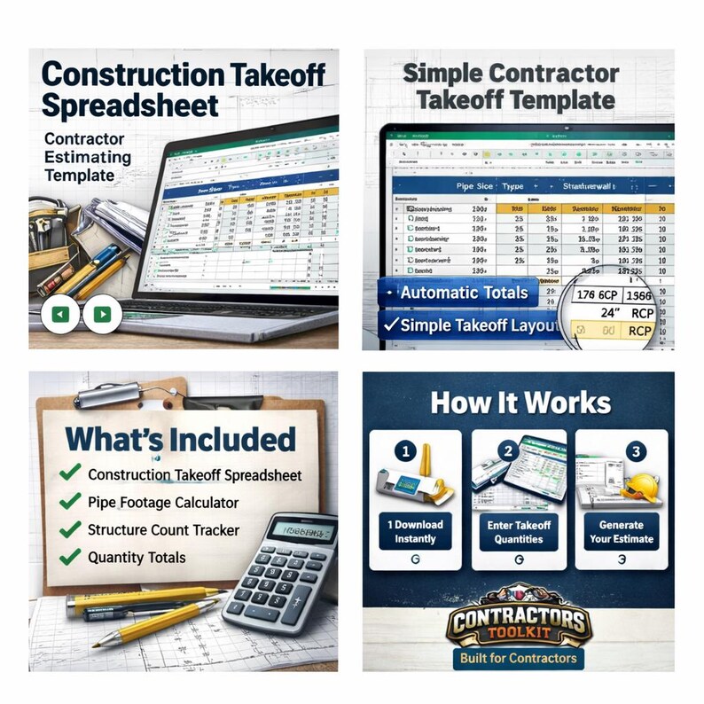 Construction Takeoff & Bid Templates - Etsy