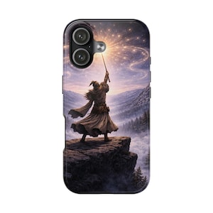 Funda para iPhone 16 y iPhone 17 con diseño de mago mágico | Funda de hechicero de fantasía | Diseño de bastón con linterna | Regalo de fantasía estilo cottagecore
