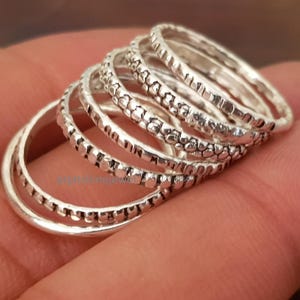 Sterling Silver Stackable Ring Set: Assorted Patterns, Braid, Thin Bands image 4