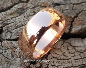 Chunky Solid Copper Dome Ring: Smooth Bands Copper Unisex Jewelry
