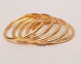 Solid Brass Stackable Ring Set: Minimalist Dainty Thin Bands