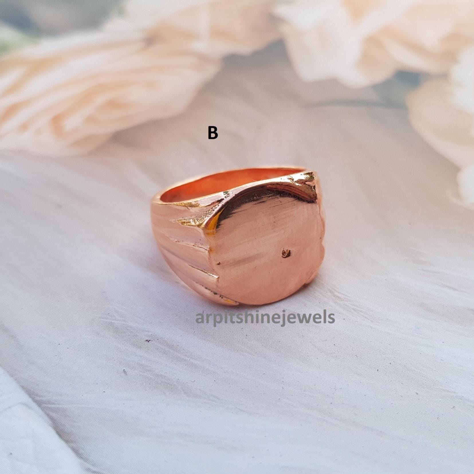 Handmade Copper Signet Ring: Multi Pattern Vintage Style Gift for Him ...
