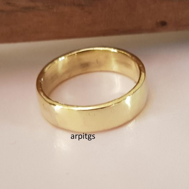 Chunky Solid Brass Band Ring: Minimalist Unisex Vintage Jewelry image 2