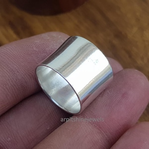 Bred, grov ring i 925 sterlingsilver, rörband, unisex