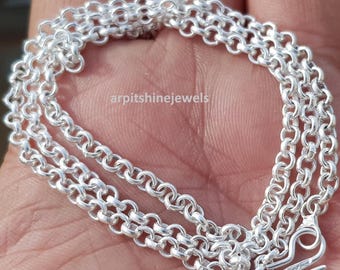 Pulsera de cadena Rolo de plata de ley de 3,5 mm, collar Belcher para hombre y mujer.