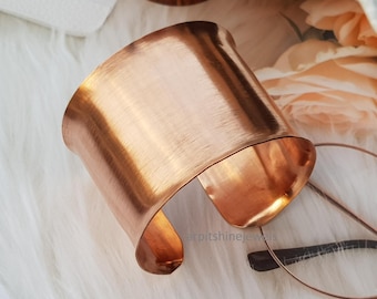 Handmade Copper Concave Cuff Bracelet: Wide Statement Band