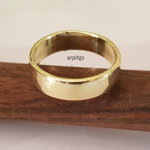 Chunky Solid Brass Band Ring: Minimalist Unisex Vintage Jewelry image 1