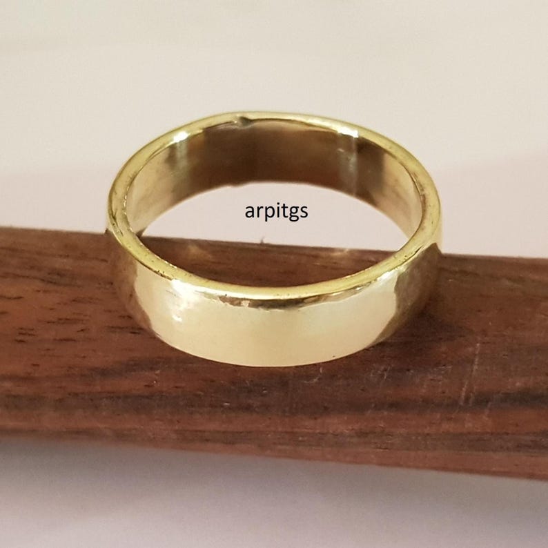 Chunky Solid Brass Band Ring: Minimalist Unisex Vintage Jewelry image 1