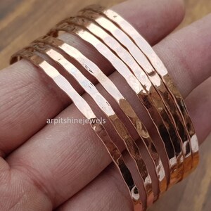 Handmade Copper Stackable Bangle Set: Hammer Textured Bangles (Set of 7)
