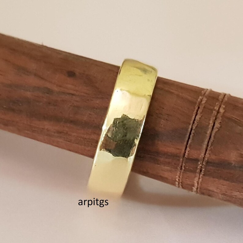 Chunky Solid Brass Band Ring: Minimalist Unisex Vintage Jewelry image 3