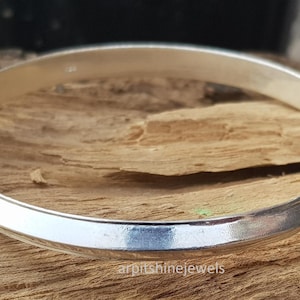 Chunky 925 Sterling Silver V Shape Bangle Bracelet:  Punjabi Kada Style Handmade Jewelry