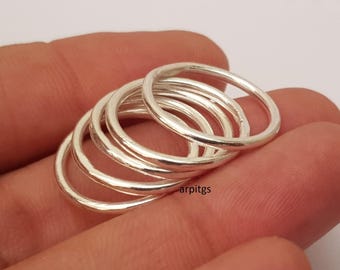 Handmade Sterling Silver Stackable Ring Bands Set: Made in Any Size