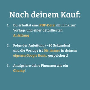 Überschrift: So läuft der Kauf ab. Darunter Text: 1, Du erhältst nach dem Kauf eine PDF-Datei. 2. In der Datei ist der Link zur Budgetvorlage und eine detaillierte Anleitung. 3. Diese überträgst du in dein eigenes Google Konto & fertig!